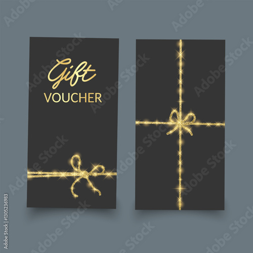 Gift vouchers with ribbons. Elegant template for a festive gift card, coupon and certificate. Discount Coupon Template Vector Illustration