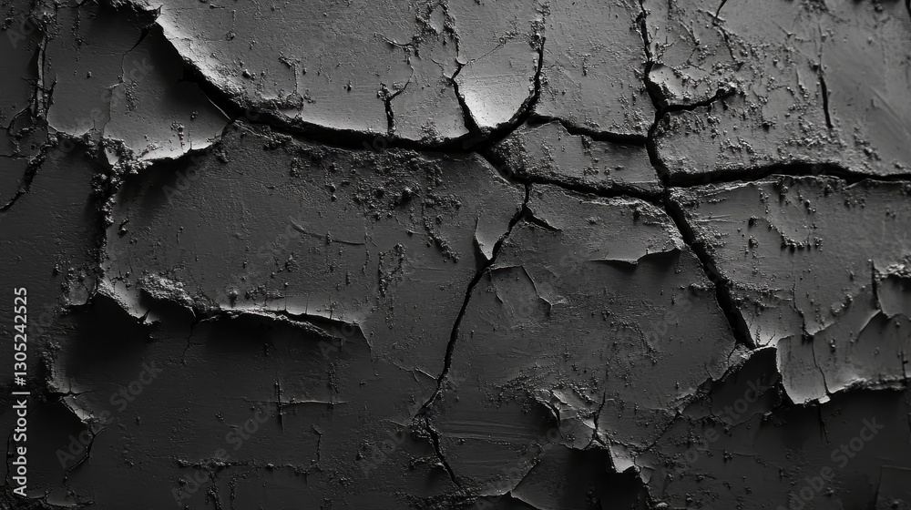 Obraz premium Dark Grey Cracked Earth Texture Background