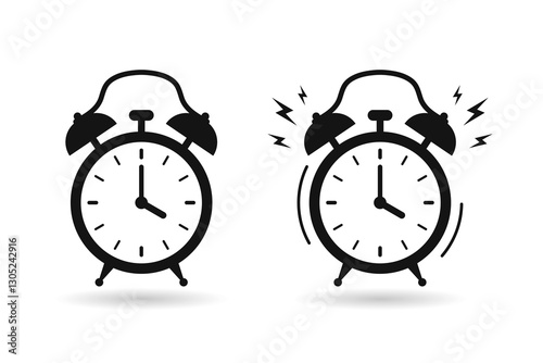 Ringing alarm clock icon. Alarm clock icon vector. Wake up timer clock. Morning timer clock vector design