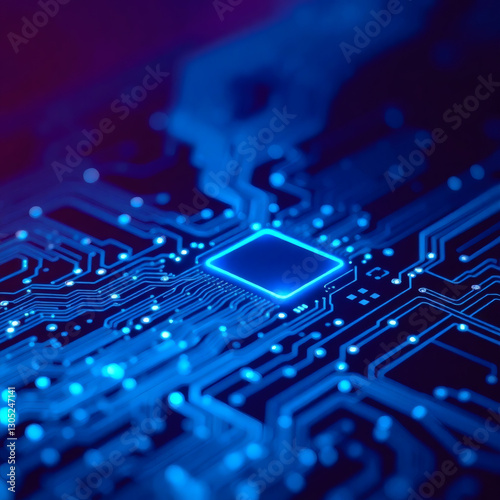 AI blue-glowing circuit board | generative AI