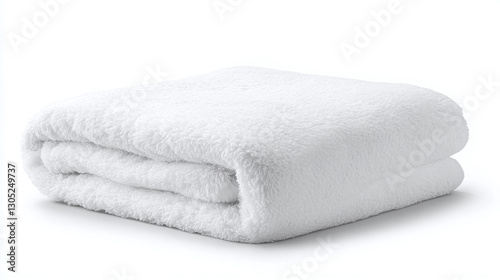 Soft, white folded towel, neatly arranged and ready for use, offers a clean and plush texture. Pure white elegance in a simple, comforting form.