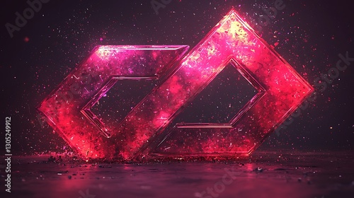 Glowing Crystals, Abstract Design, Dark Background