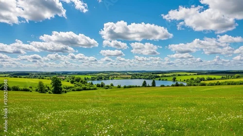 Rivers, lakes, mountains, and clouds