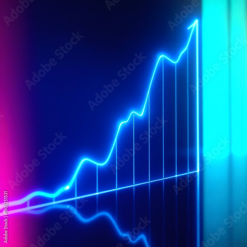  financial growth chart with neon blue lines against a dark background | generative AI