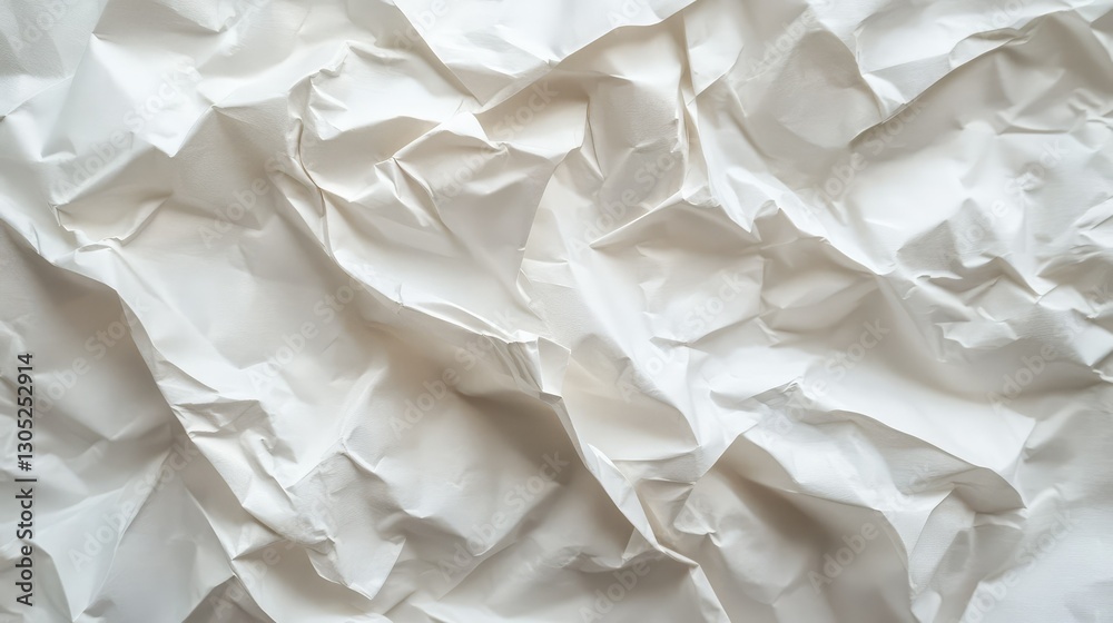 Obraz premium Crumpled White Paper Surface Abstract Background for Creative Designs, Textures, and Visual Effects in Various Artistic Applications and Projects