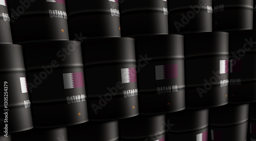Obraz na płótnie Qatar oil crude petroleum fuel barrels in row w salonie