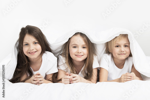 Wallpaper Mural three children in studio on white background Torontodigital.ca