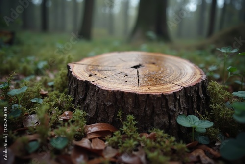 A Close up of a Tree Stump in the Middle of a Forest - Generative AI