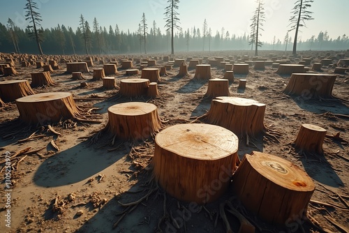 A Group of Trees That Have Been Cut Down in the Middle of a Field - Generative AI