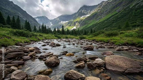 Rivers, lakes, mountains, and clouds
