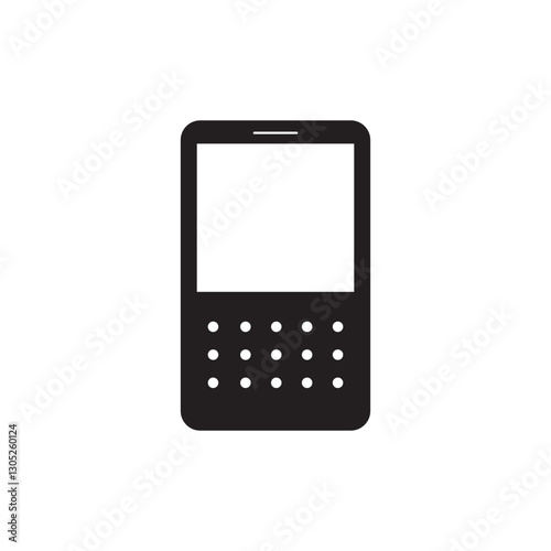 Smartphone vector icon for background graphic design. Modern black vector illustration of mobile gadget in flat style. Phone display with white screen isolated on white background. 