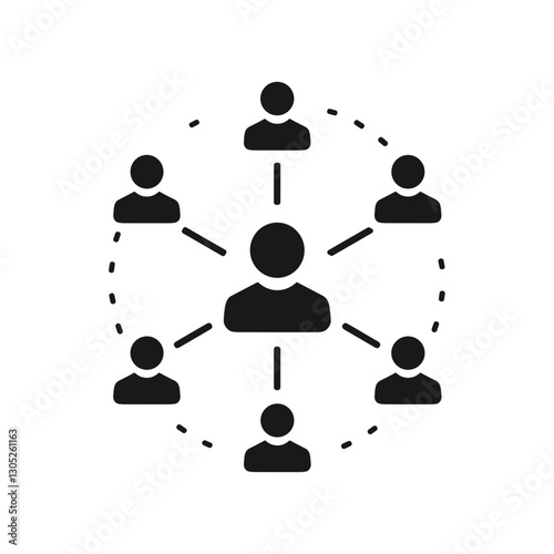 Business network icon with connected people in a circular diagram