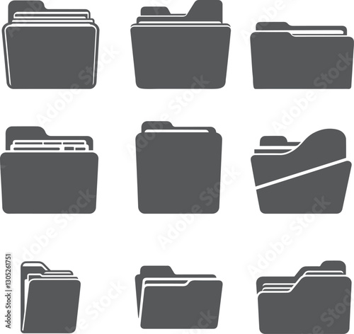 File folder icon set Vector EPS 10 format