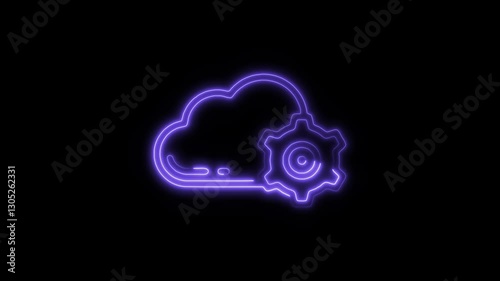 Glowing neon configuration  icon isolated on black background. HD Video motion graphic animation icon photo