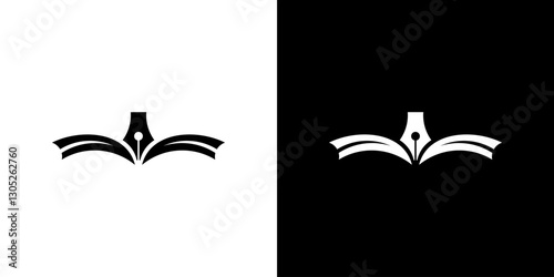 logo design combination of book and pen