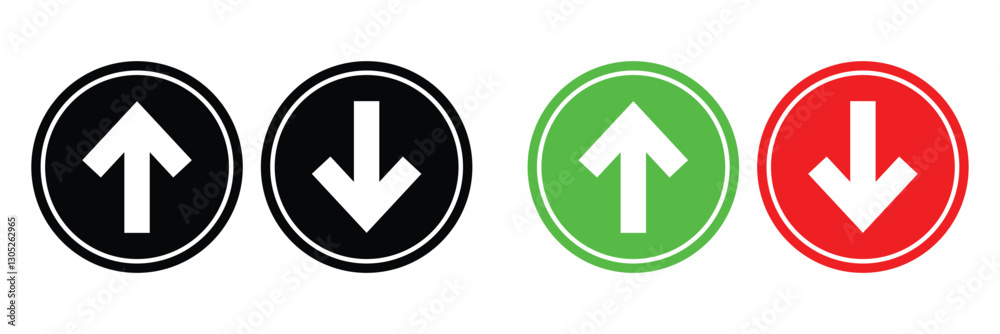 Arrow set vector, arrow up, arrow down. Red down green up arrow icon sign vector. Arrow set vector, arrow up, arrow down. Red down green up arrow icon sign vector.