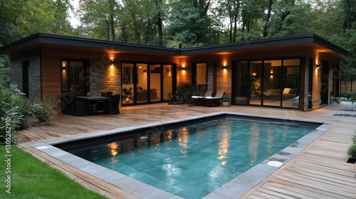 Wallpaper Mural Modern cabin pool house in forest setting Torontodigital.ca