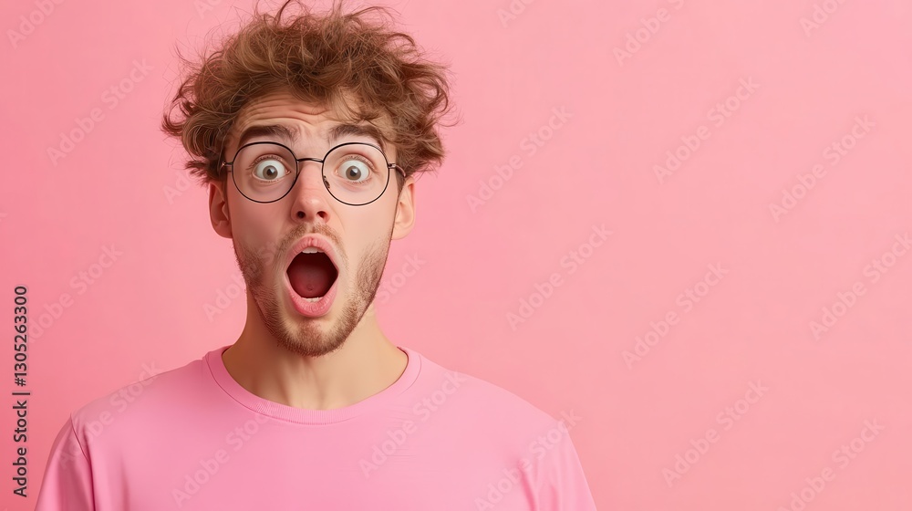 Man looking completely shocked, eyes bulging, jaw dropping, absolute disbelief, bright neon background, copy space Man looking completely shocked, eyes bulging, jaw dropping, absolute disbelief, bright neon background, copy space