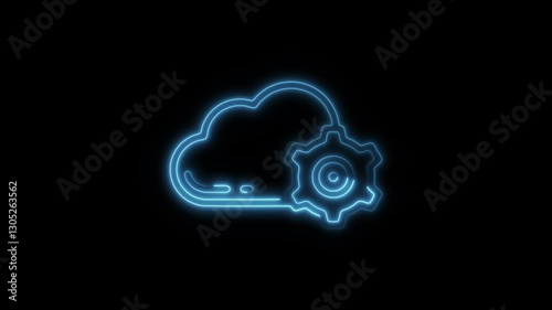 Glowing neon configuration  icon isolated on black background. HD Video motion graphic animation icon