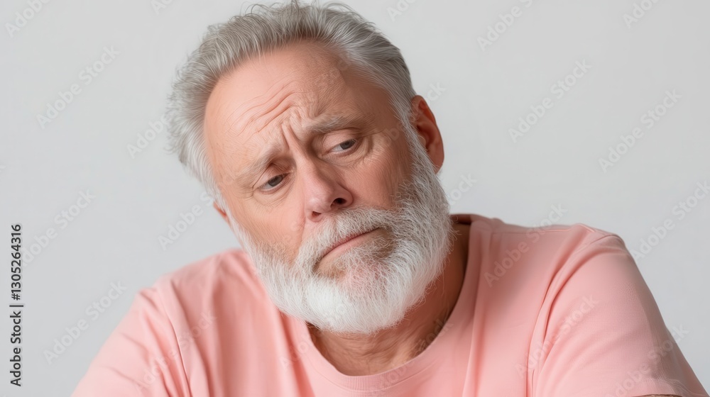 Elderly man looking relieved, taking a deep breath, peaceful expression, warm lighting, neutral background, copy space for text Elderly man looking relieved, taking a deep breath, peaceful expression, warm lighting, neutral background, copy space for text