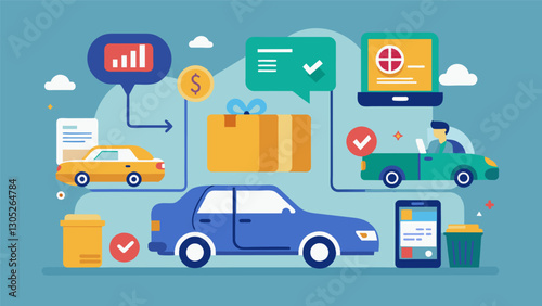 Utilizing data on consumer purchasing patterns to design cars with customizable options and packages that cater to individual preferences.. Vector illustration