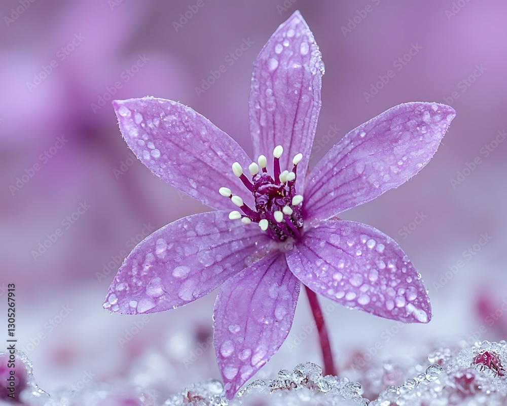 Fototapeta premium Frozen Pink Flower in Snow