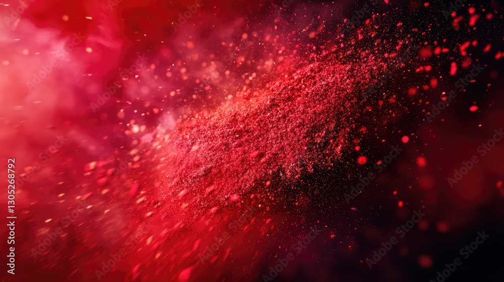 Vibrant Red Powder Splash with Fine Particles Creating a Dynamic Abstract Background, Capturing the Essence of Motion and Color in a Dramatic Visual Display Vibrant Red Powder Splash with Fine Particles Creating a Dynamic Abstract Background, Capturing the Essence of Motion and Color in a Dramatic Visual Display