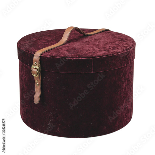 An elegant Victorian hatbox with plush velvet leather strap and brass clasp perfect for storing delicate headwear