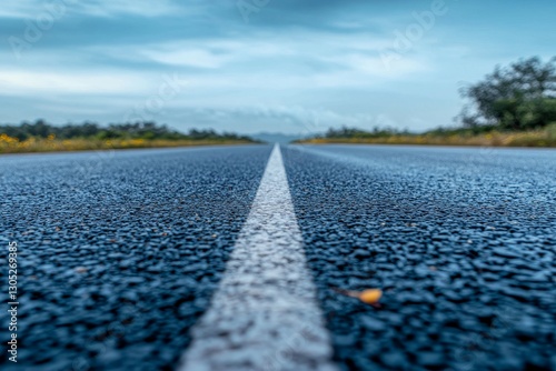 black asphalt road and white dividing lines