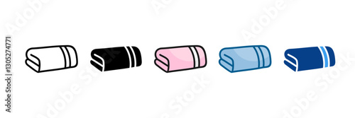 Bath Towel Icon Set Multiple Style Collection