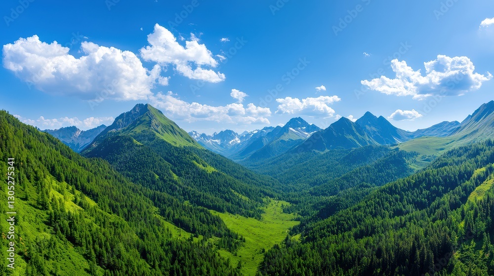 Fototapeta premium Carbon Forest Preservation Concept, Conservation of Mountain Forests to Protect Critical Ecosystems and Biodiversity in Natural Landscapes