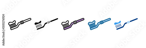 Toothbrush Icon Set Multiple Style Collection