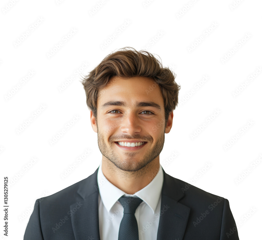 Smiling young businessman portrait isolated on transparent background png Smiling young businessman portrait isolated on transparent background png