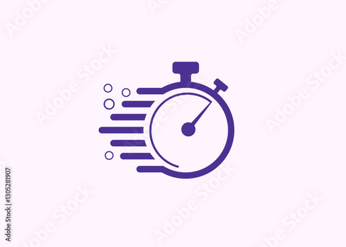 A fast time logo featuring a stopwatch, representing a speed concept for quick delivery, express, and urgent services. This vector line icon illustrates deadlines and delays