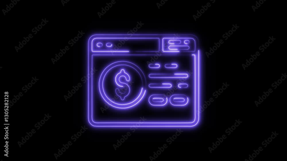 Glowing neon dashboard icon isolated on black background. HD Video motion graphic animation icon Glowing neon dashboard icon isolated on black background. HD Video motion graphic animation icon