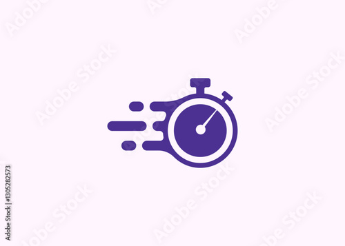 A fast time logo featuring a stopwatch, representing a speed concept for quick delivery, express, and urgent services. This vector line icon illustrates deadlines and delays
