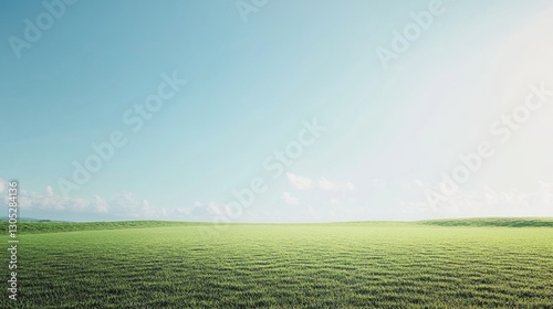 Vibrant golf course with lush rolling hills, blue sky, and perfect fairway. Ideal for sports, outdoor recreation, and golfing.