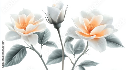 Exquisite white flowers with vibrant orange centers, a captivating display of natural beauty