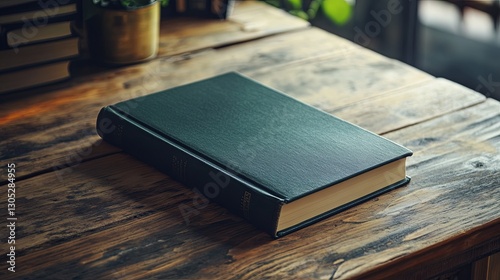 Stylish legal book with a clean design resting on a wooden desk digital photo