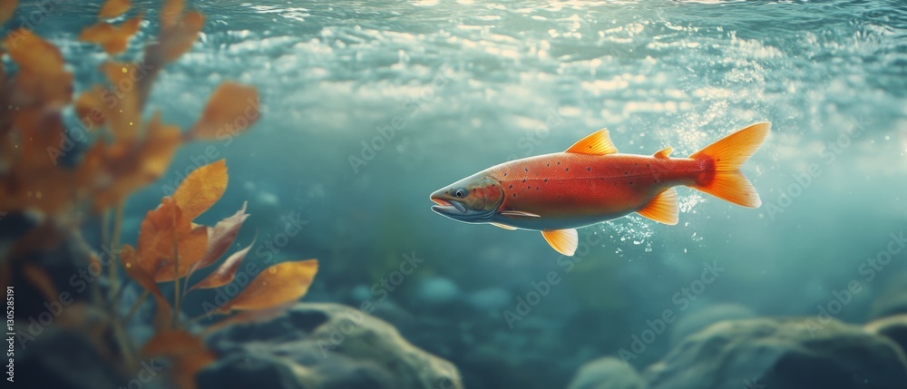 Naklejka premium A woman works on her laptop in a cozy space, surrounded by greenery and soft natural light, embodying productivity and serenity.