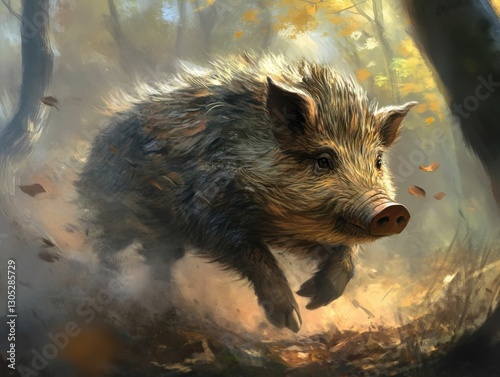 Wallpaper Mural Javalina. Wild Boar in Natural Forest Habitat Nature Scene Torontodigital.ca