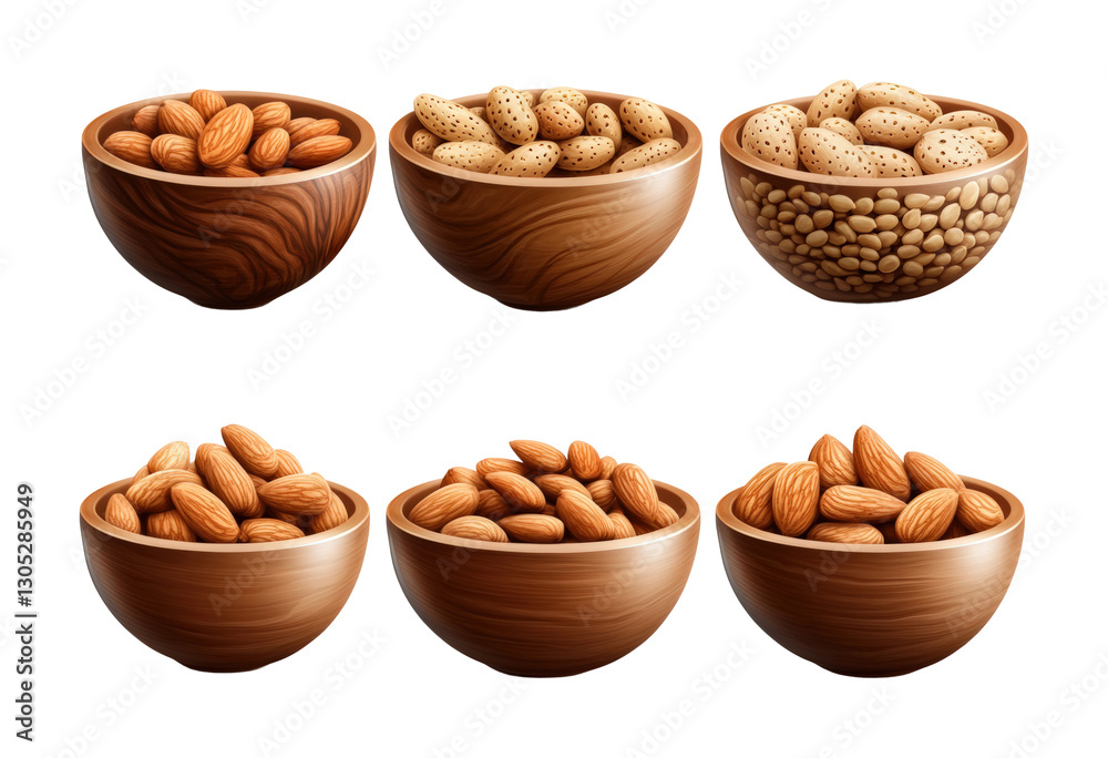 Tasty almond delights in home display isolated on transparent background png Tasty almond delights in home display isolated on transparent background png