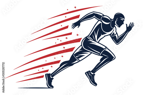A Dynamic Runner Silhouette in Mid-Sprint with Speed Lines, Capturing Motion, Energy, and Athletic Power in a Stylish Vector Design