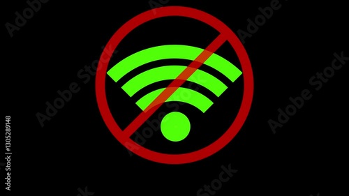 No Use wifi signal icon. Forbidden wifi use . Network signal error sign. Net Connection lost symbol. WIFI alert icon isolated .