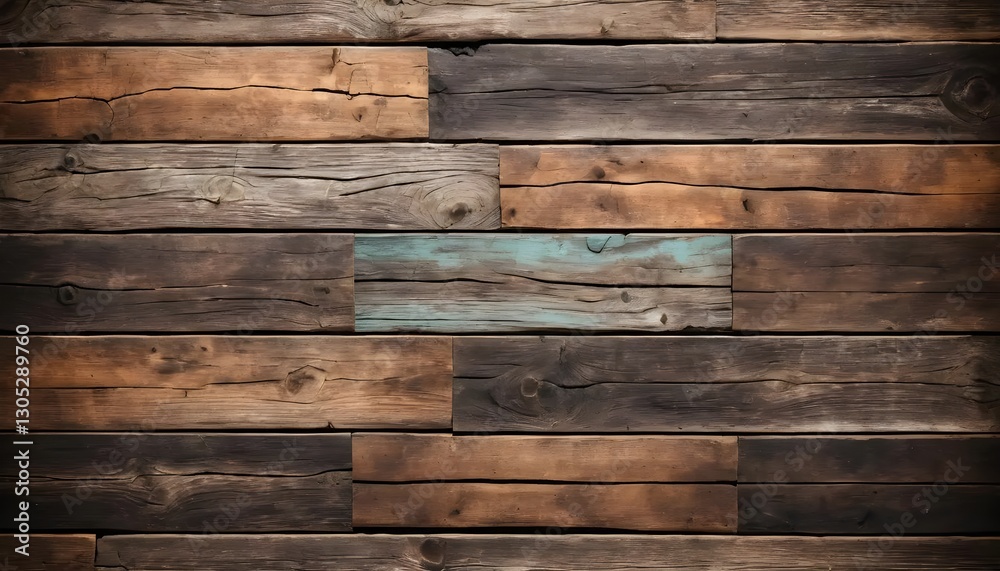 Naklejka premium Rustic Wood Planks with Turquoise Accents Background