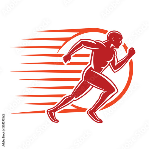 A Dynamic Runner Silhouette in Mid-Sprint with Speed Lines, Capturing Motion, Energy, and Athletic Power in a Stylish Vector Design
