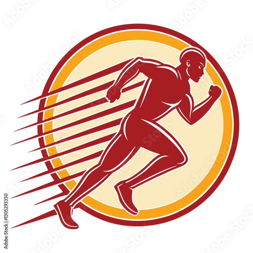A Dynamic Runner Silhouette in Mid-Sprint with Speed Lines, Capturing Motion, Energy, and Athletic Power in a Stylish Vector Design