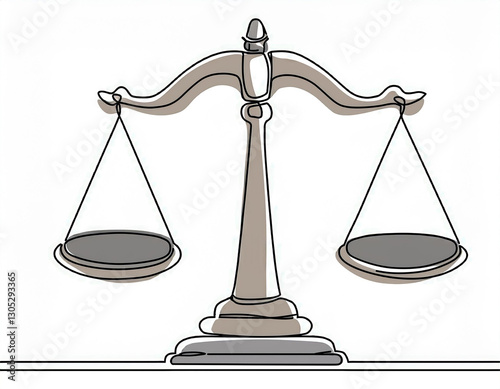 one continuous line illustration of a balance scale isolated on white background line art of a balance scale