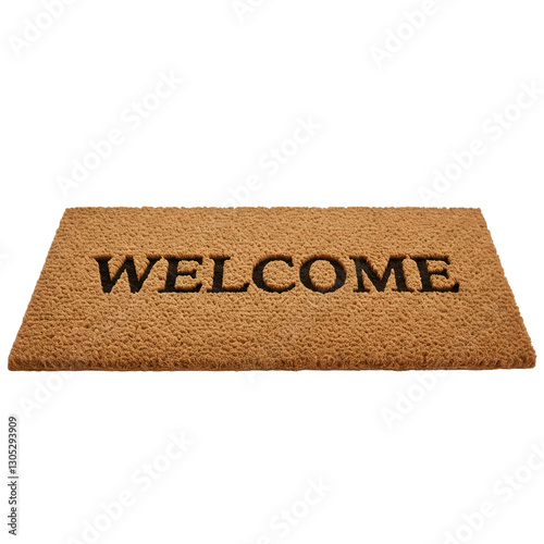 Welcome written on a doormat isolated on transparent background 