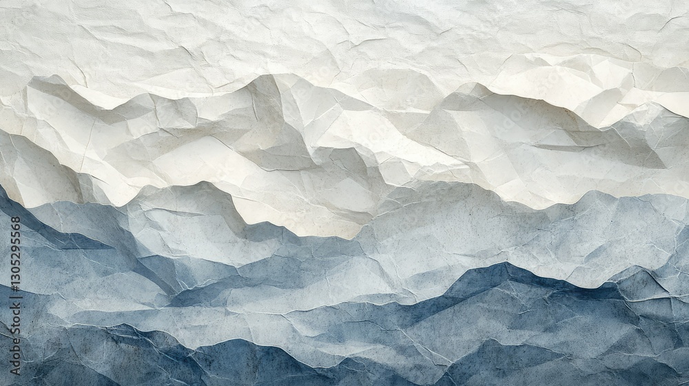Abstract Texture Featuring Layered Paper Mountains in Soft Blues and Whites, Perfect for Backgrounds in Design Projects and Artistic Creations Abstract Texture Featuring Layered Paper Mountains in Soft Blues and Whites, Perfect for Backgrounds in Design Projects and Artistic Creations